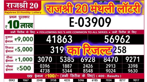 rajshree 20 lottery result today